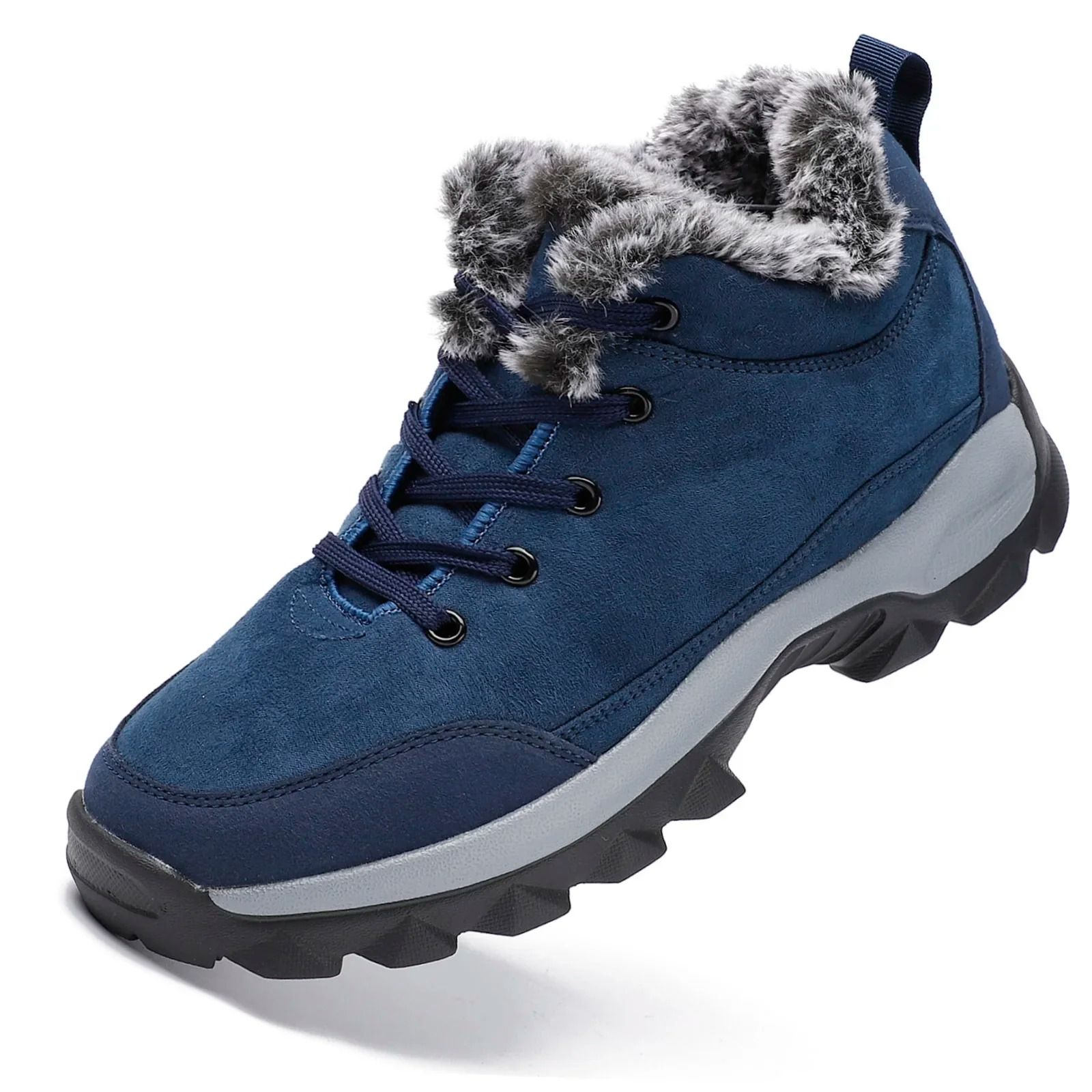 Mens Fur-Lined Snow Boots Warm Outdoor Winter Ankle Shoes