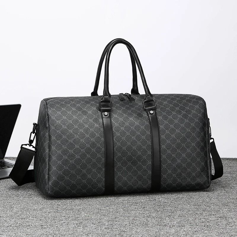 Mens Large Capacity Travel Bag Waterproof PU Leather Business Weekender