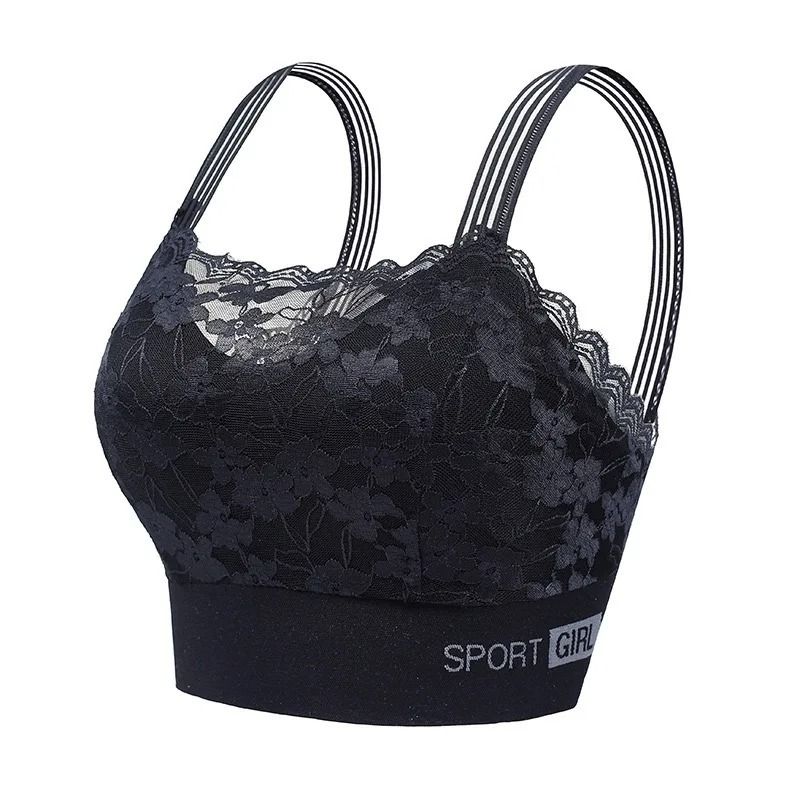 Womens Lace Wireless Bralette Padded Vest Style Seamless Bra Top