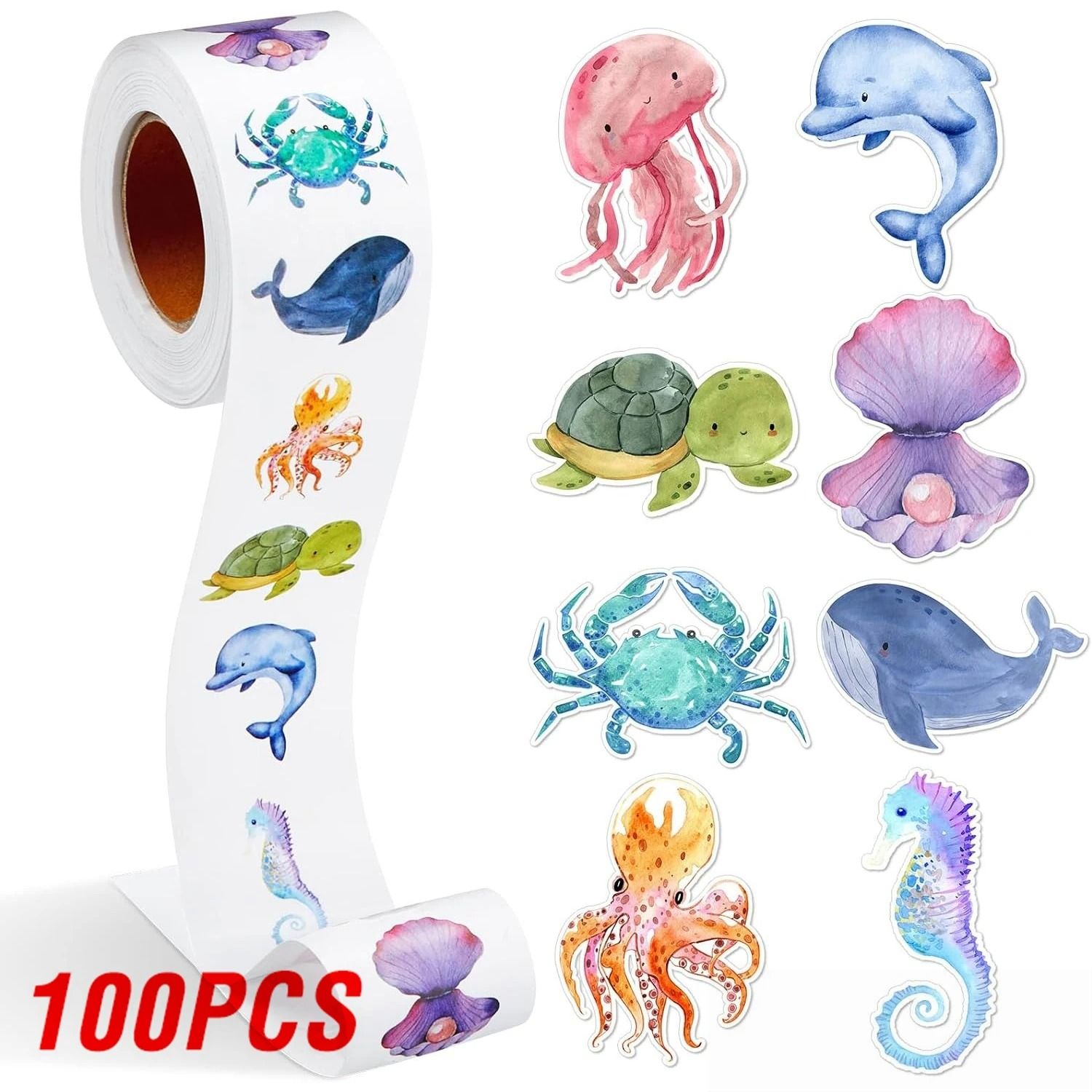 100 to 500PCS Marine Animal Stickers Dolphin Teacher Reward Labels for Kids