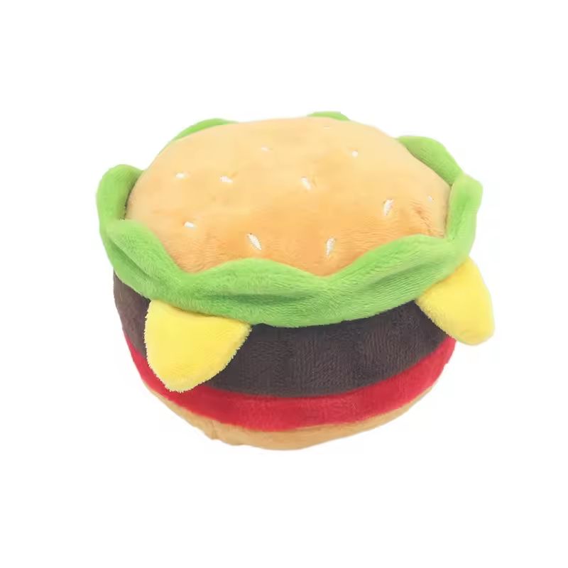Fast-Food squeaky plush dog toy (Burger, Fries, Pizza, or Milkshake) for Chewing & Play
