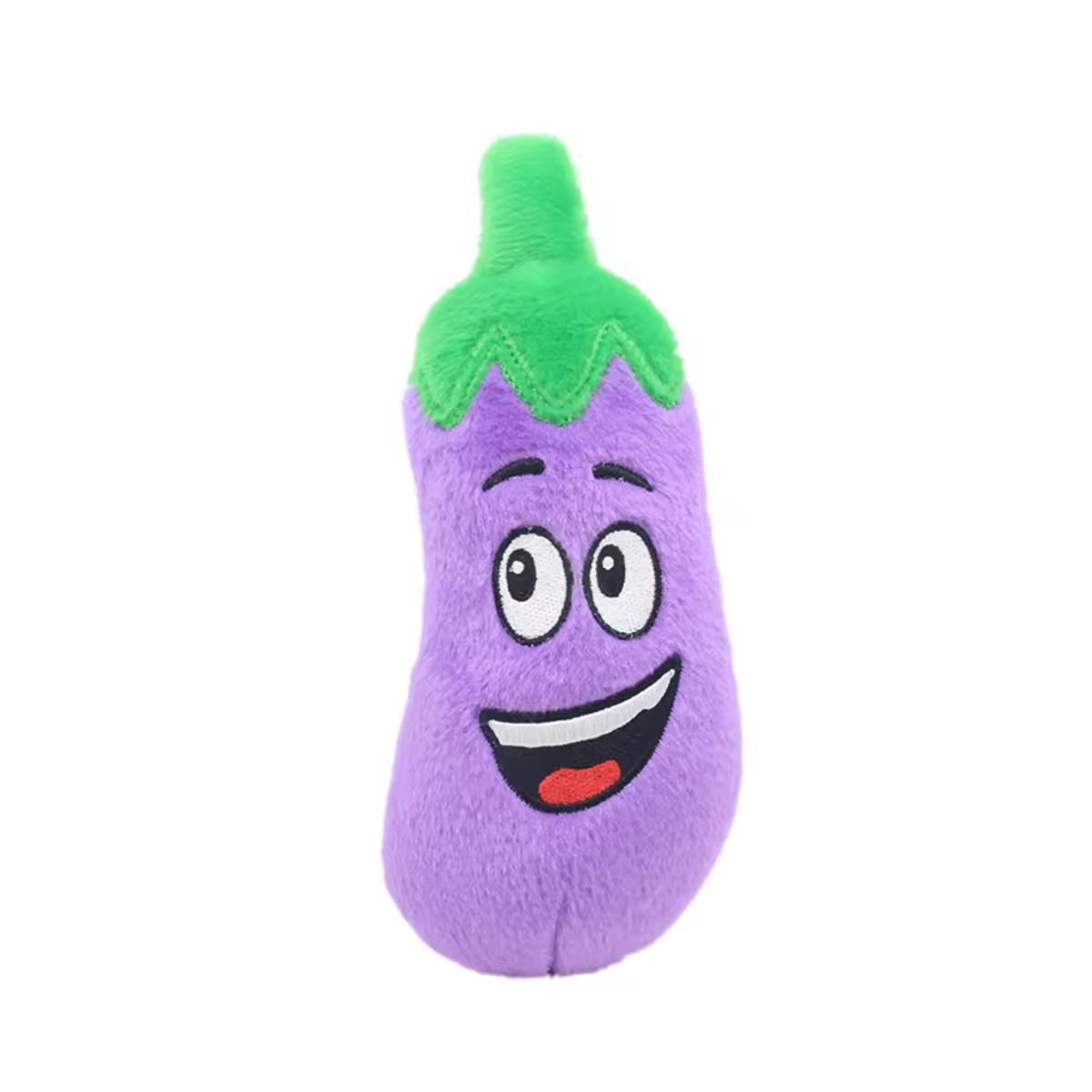 Fruit & Veggie Squeaky Plush Dog Toy (Unstuffed, Crinkle + Sound) for Interactive Play