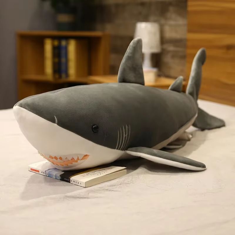 Giant Shark Plush Pillow for Sleeping - Soft Stuffed Shark Body Cushion