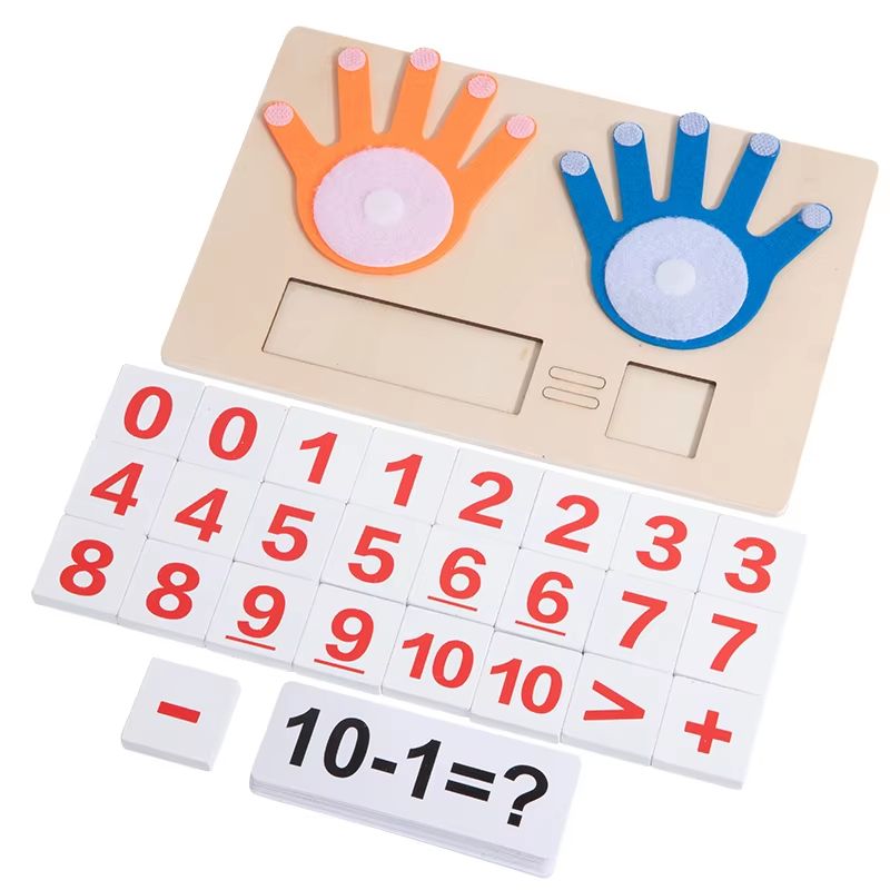 Montessori Finger Counting Math Board, Wooden Number Learning Toy for Toddlers (1-10)