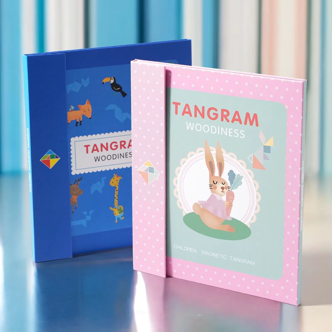 Magnetic tangram puzzle book Montessori Wooden Jigsaw. Geome | Inspire ...
