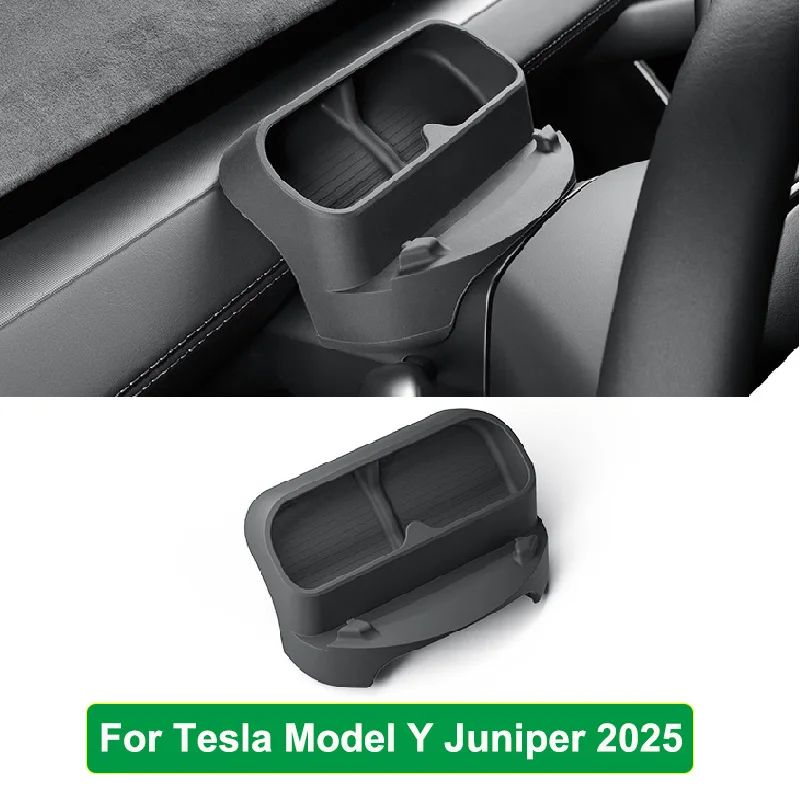 Tesla Steering Wheel Storage Organizer for Model Y Juniper 2025 & Model 3 Highland – Silicone Sunglasses Holder & Phone