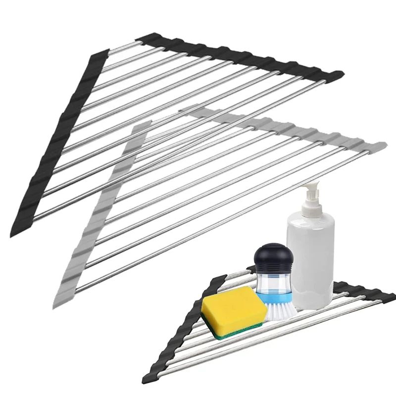 Triangle Roll-Up Dish Drying Rack for Sink Corner – Foldable | Inspire ...