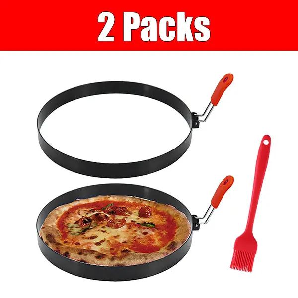 8-Inch Omelette Rings Pancake Molds – Large Stainless Steel Egg Ring Set with Oil Brush