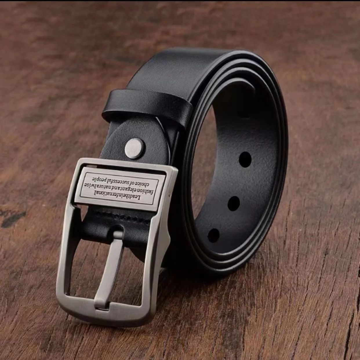 Men Genuine Cowhide Leather Belt - Classic Men Leather Belt with Metal Pin Buckle for Business & Casual Wear