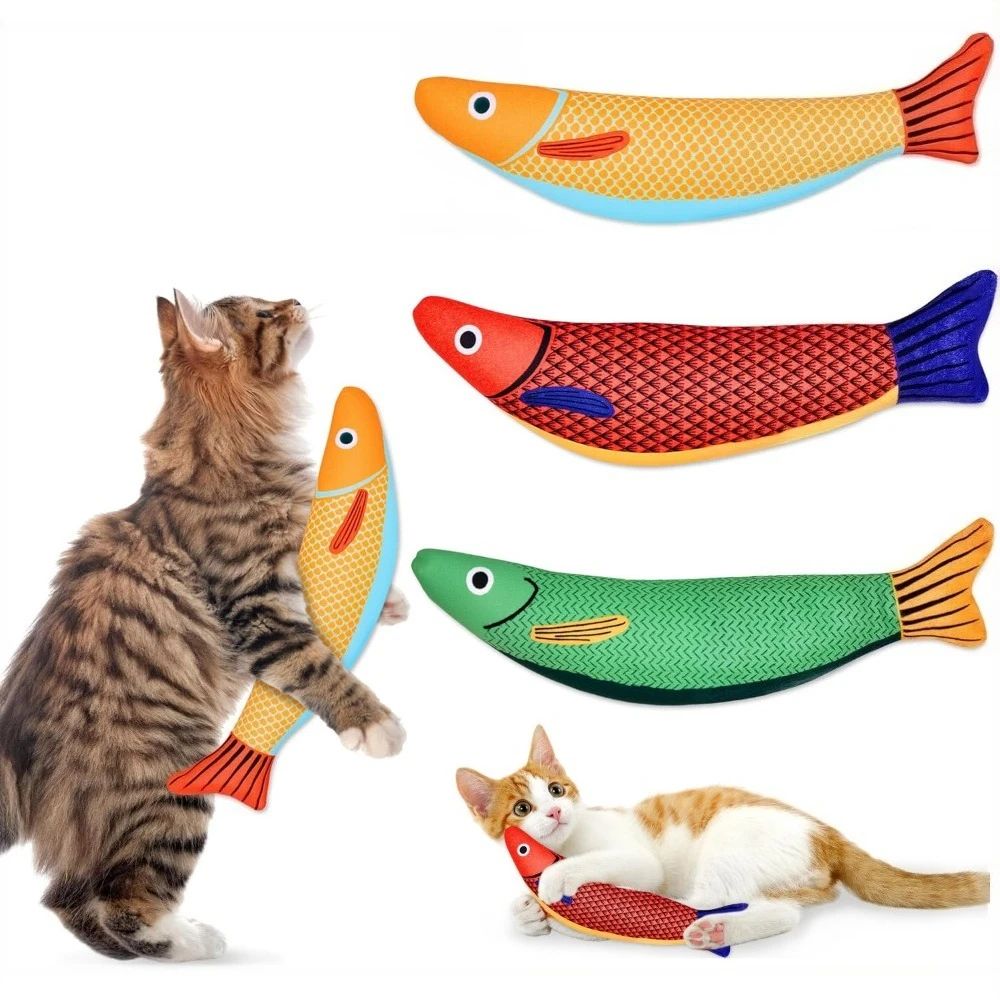 3-Pack Catnip Fish Cat Toys – Plush Saury-Shaped Interactive Toys for Kittens & Indoor Cats