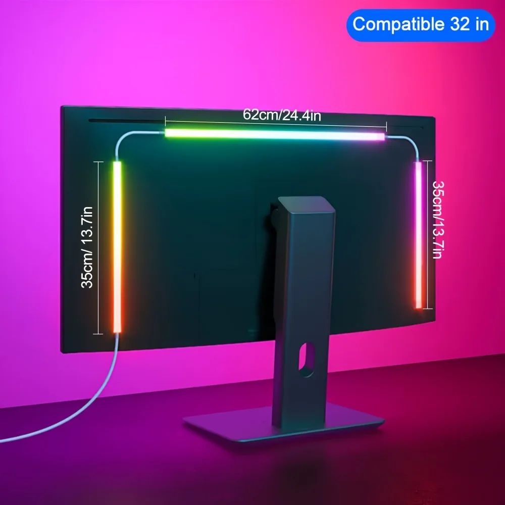 RGB Gaming Monitor LED Backlight - Smart USB Monitor Light with Music Sync & App Control