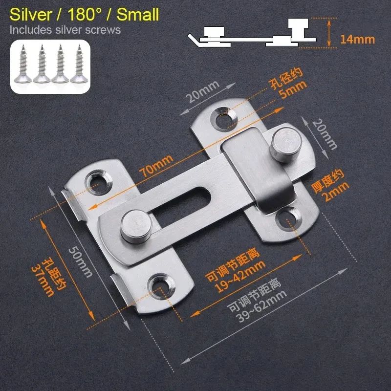 Stainless Steel Barn Door Lock - Sliding Door Latch with 0°/180° Flip for Bathrooms, Garages & Pet Doors