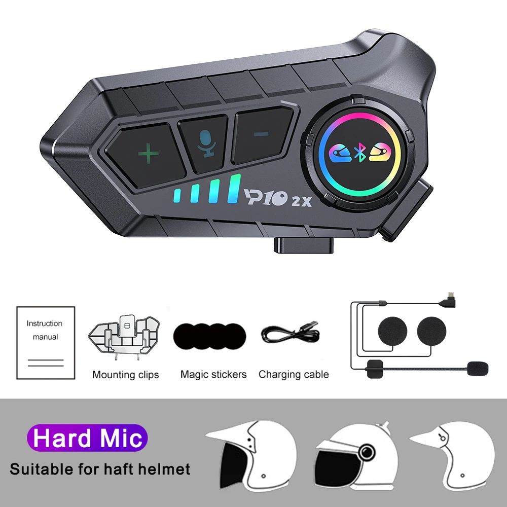 KEBIDUMEI Bluetooth Motorcycle Intercom Headset - 300m Rider-to-Rider Communication with Music Sharing