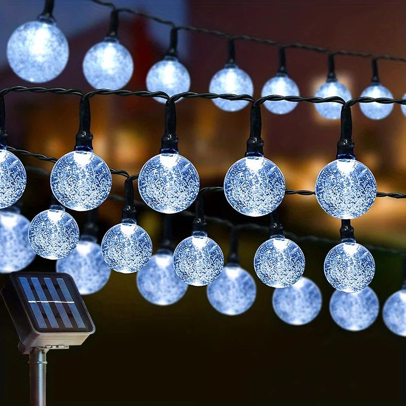 Crystal Globe Solar String Lights 39FT - Outdoor Solar String Lights with 100 LED, 8 Modes, IP65 Waterproof