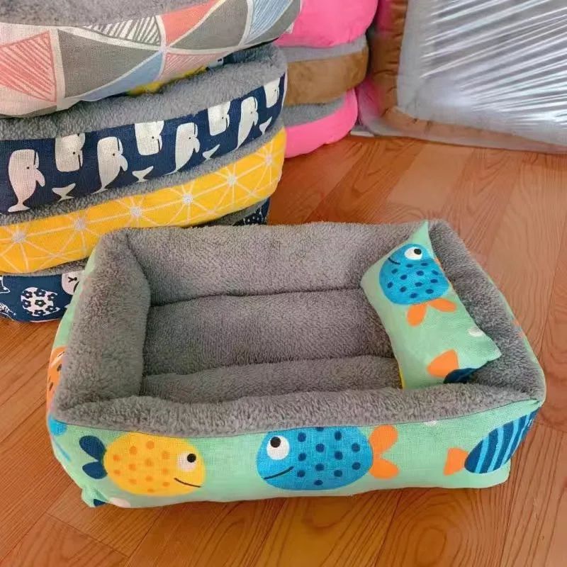 SnuggleNest Plush Lounger – Soft Pet Bed with Pillow, Winter-Warm Cat & Dog Sleeping Mat