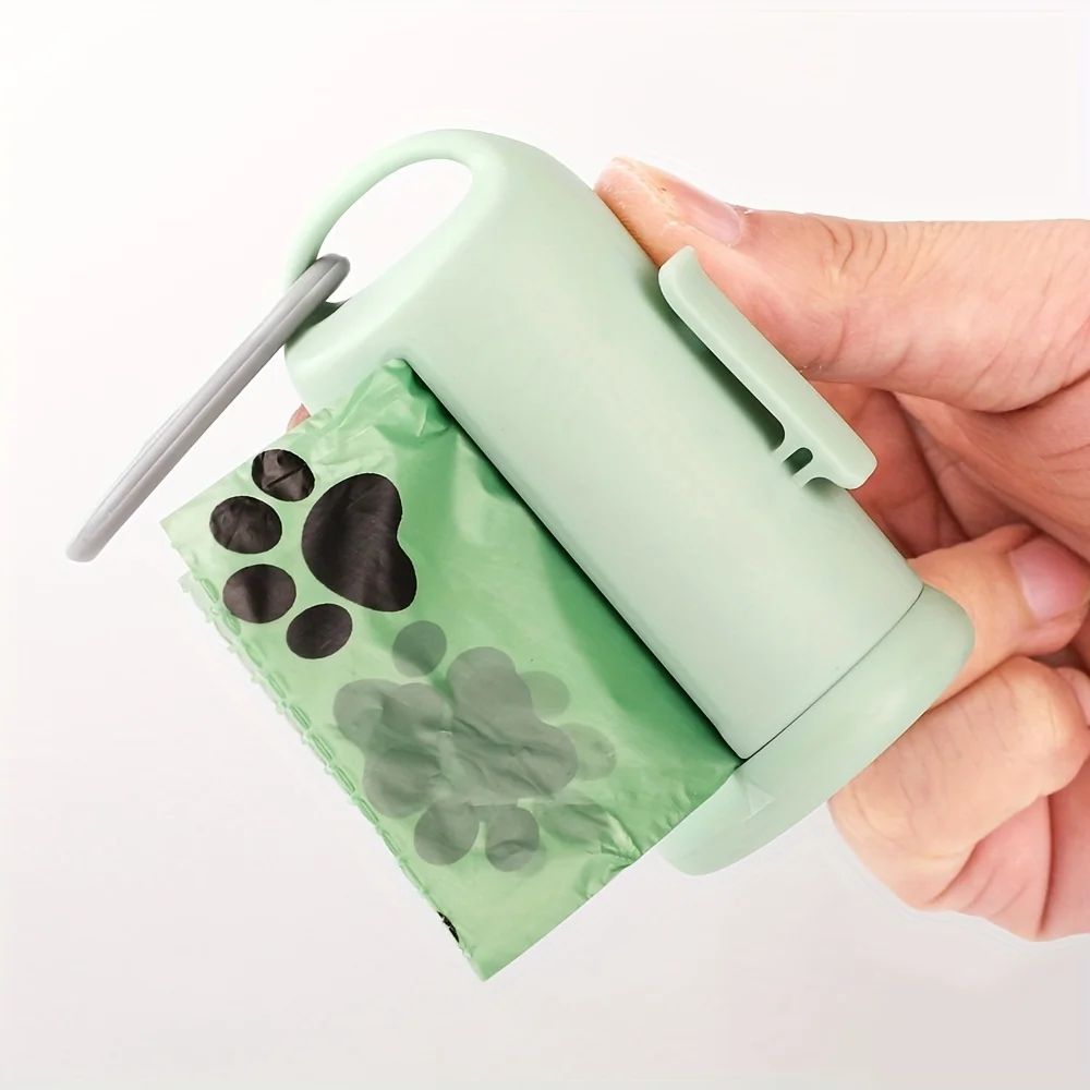 One-Touch Dog Poop Bag Dispenser – Retractable Dog Waste Bag Holder with Leak-Proof Bags for Any Leash