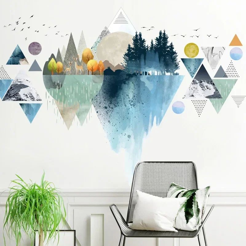 Nordic Triangle Mountain Wall Sticker – Dreamy Vinyl Wall Decal for Modern Homes
