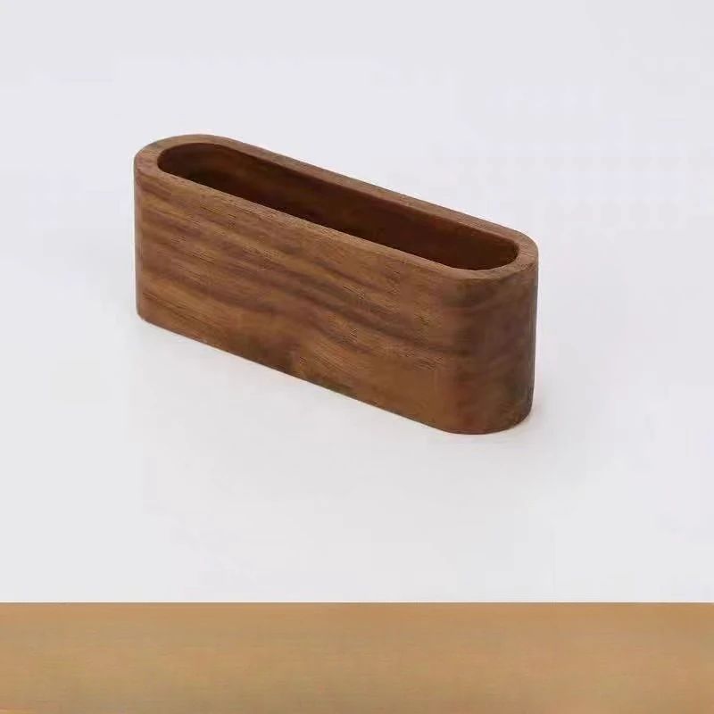 Black Walnut Wooden Business Card Box – Solid Wood Desktop Business Card Holder with Large Capacity Display