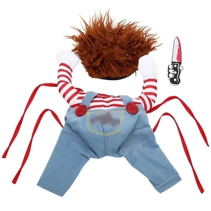 Funny Halloween Dog Costume with Knife Plush Outfit for Dogs and Cats