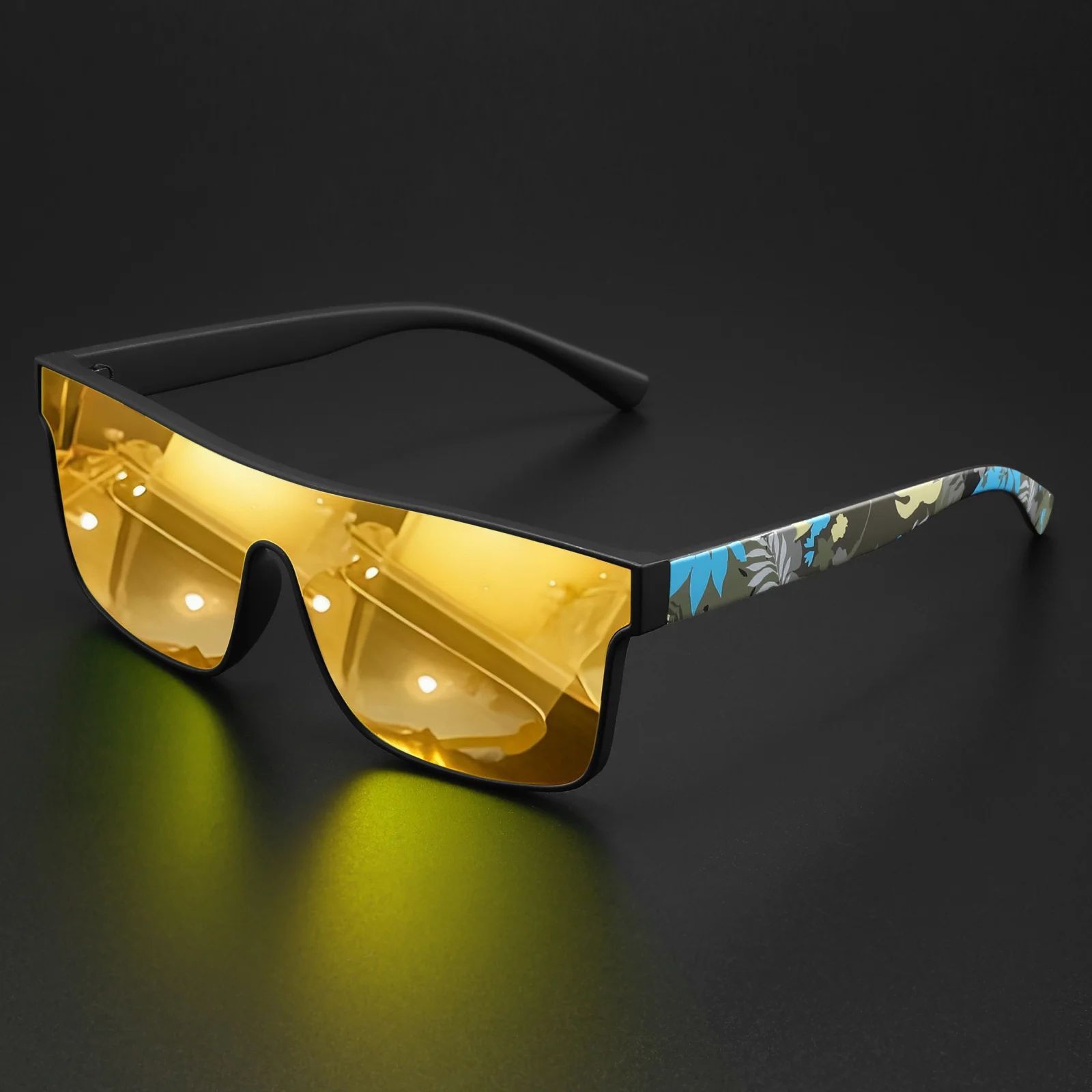 Colorful Square Sports Sunglasses UV400 Unisex One-Piece Lens