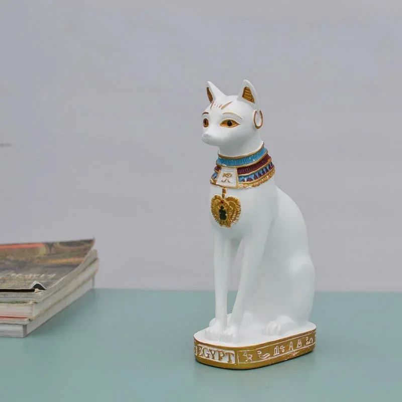 Regal Bastet Egyptian Cat Statue - Elegant home decor & Egyptian figurine Accent