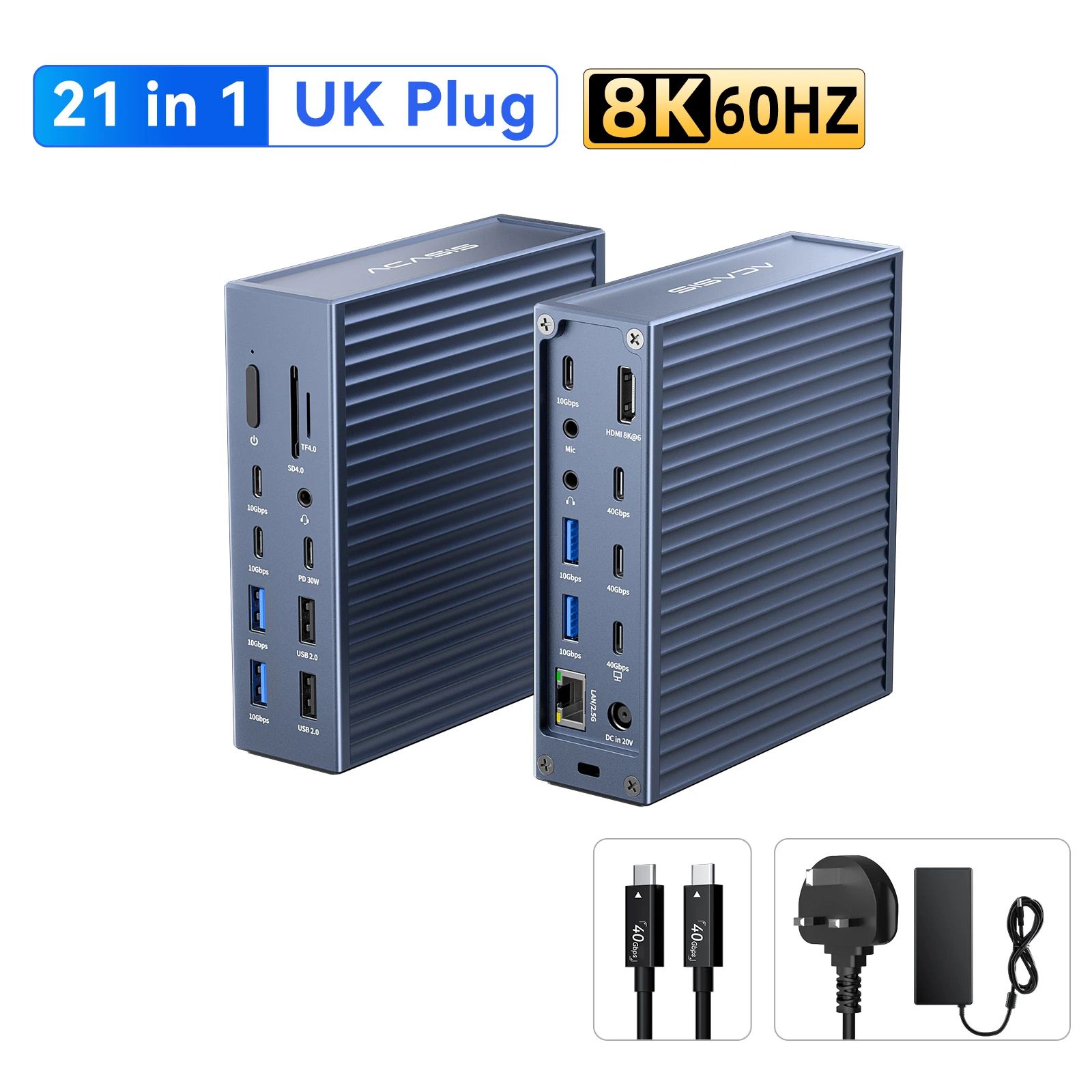 Acasis ProMax 21-in-1 40Gbps USB-C Docking Station - 8K Thunderbolt 4 Hub with 90W Power Delivery
