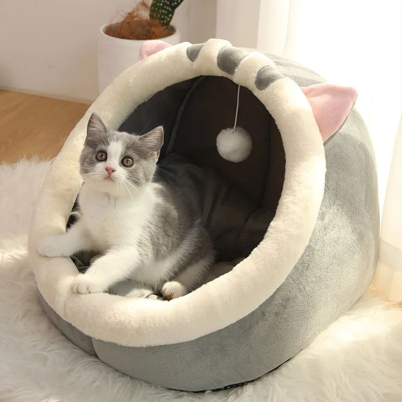 CozyNest Cat Cave Bed - Foldable Deep Sleep Cat Bed for Small Cats & Dogs
