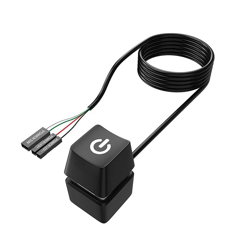 1.8m External PC Power Button Switch with Blue LED - Desktop PC Power Switch Extension for Easy Computer Start
