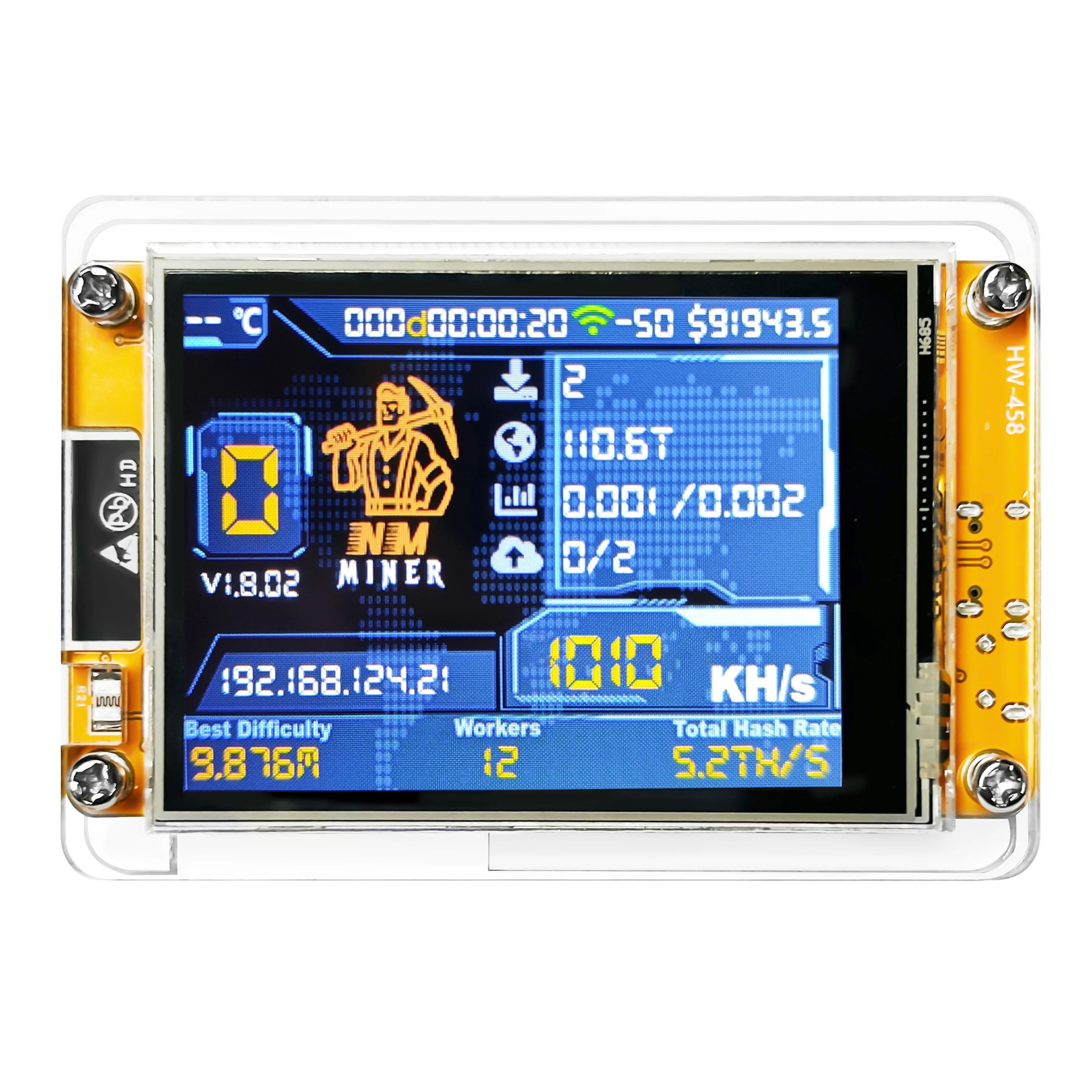 NerdMiner V2 ESP32 Smart Solo Bitcoin Miner with 2.8" Display - Compact Crypto Lottery Mining Device