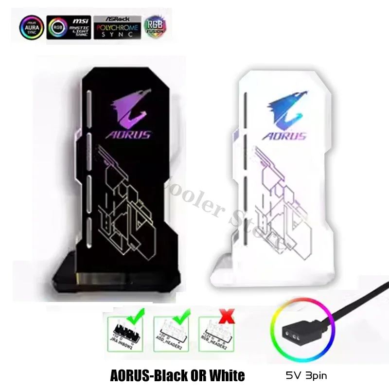 Luminous ARGB GPU Support Bracket - Vertical Graphics Card Holder with 5V Sync Lighting