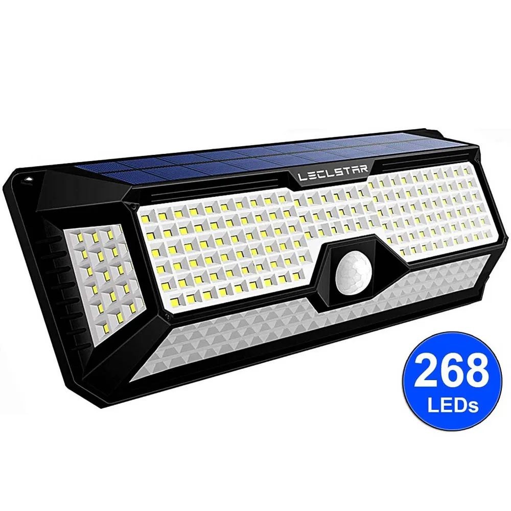 Solar LED Outdoor Wall Light with Motion Sensor - Ultra-Bright 268 LED Waterproof Garden & Security Lamp
