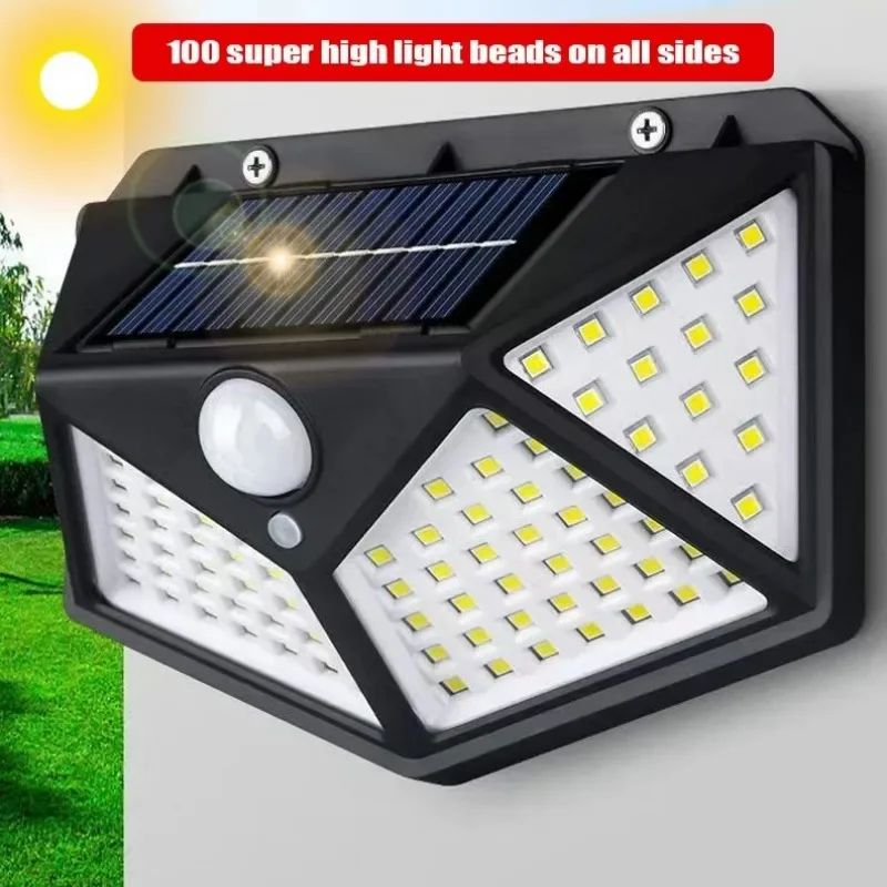 SolarMax 100-LED Solar Wall Light with Motion Sensor – Outdoor Waterproof Security Lighting
