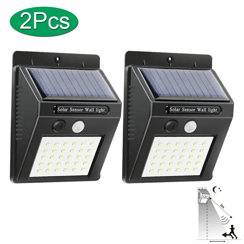 PowerBeam Solar Motion Sensor Wall Light – 30/100 LED Waterproof Outdoor Security Lamp