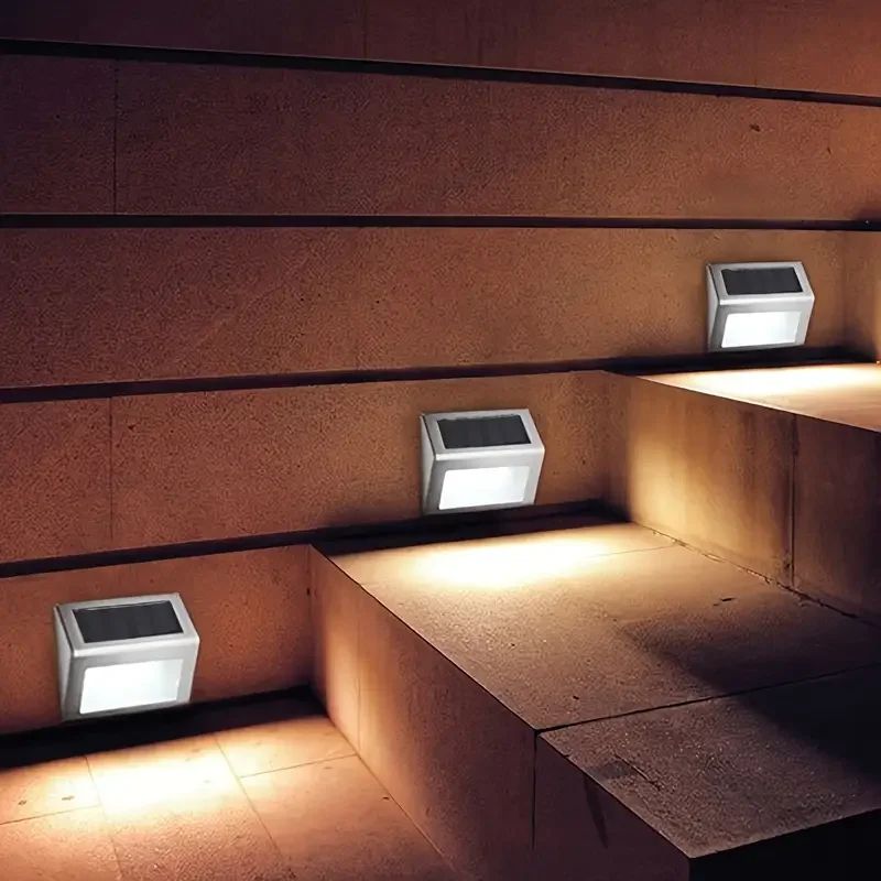 StepGlow Solar Stair Lights – Stainless Steel Outdoor Fence & Wall Lighting (6 LED)