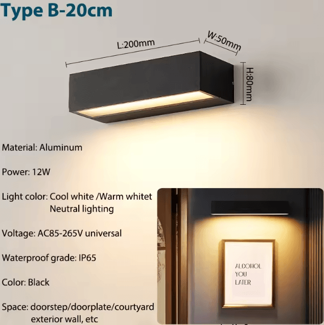 Modern Aluminum LED Outdoor Wall Sconce – IP65 Waterproof Porch & Garage Light Fixture