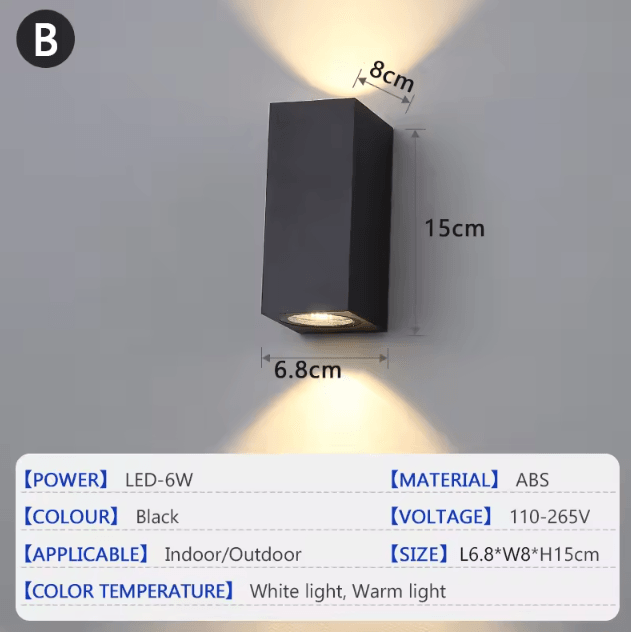 Modern IP65 Waterproof Up & Down LED Wall Lamp – Outdoor Porch & Garden Light