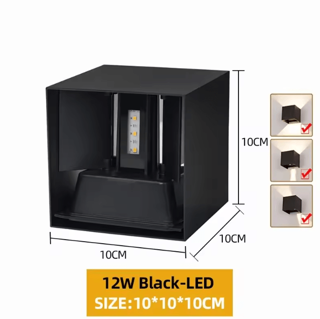 Modern Aluminum LED Up & Down Wall Lamp – IP65 Waterproof Porch & Garden Light (12W/24W)