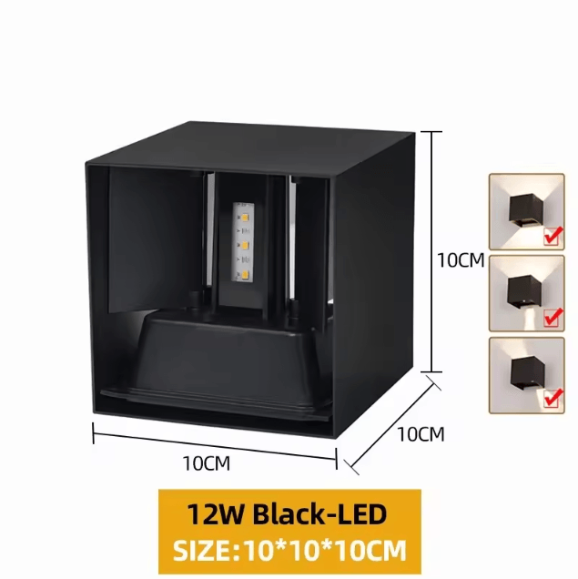 Modern Aluminum LED Wall Lamp – IP65 Waterproof Indoor & Outdoor Porch Light (12W/24W)