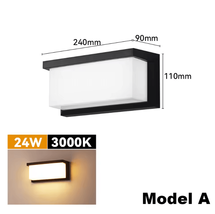 24W IP65 Waterproof LED Outdoor Wall Lamp – Modern Porch & Garden Light