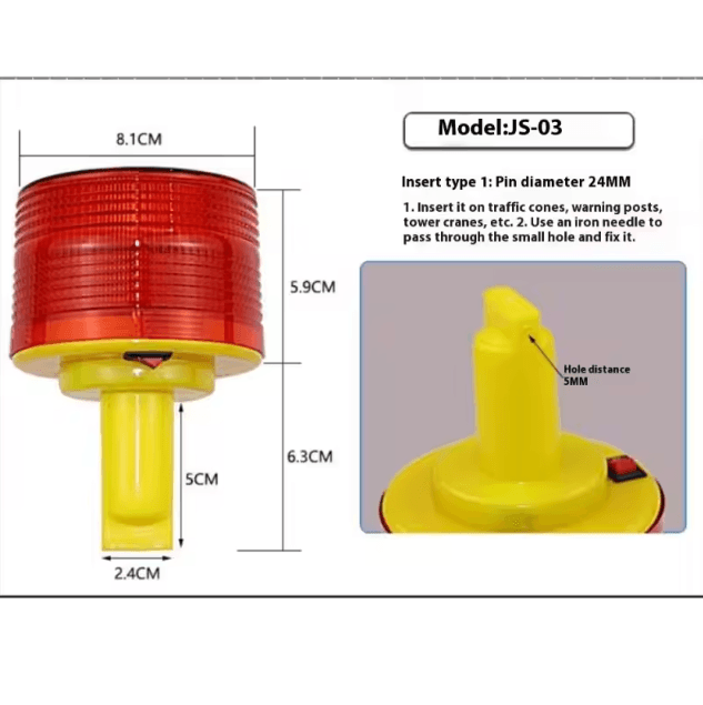 Solar LED Crane Warning Light – Waterproof Emergency Beacon for Construction & Road Safety