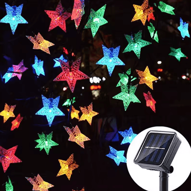 Solar Star String Lights Outdoor – LED Solar Powered Fairy Lights for Patio Garden Wedding Decor
