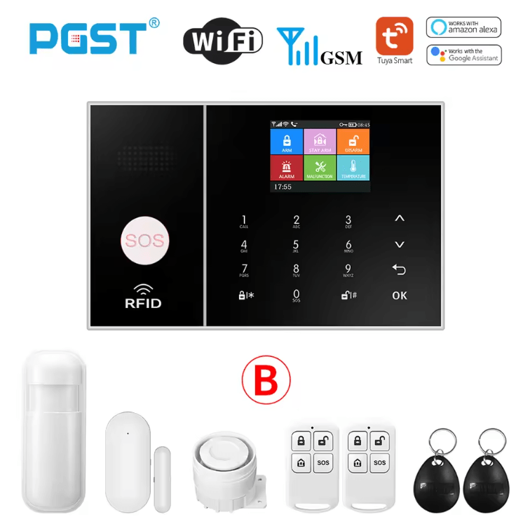 PGST Smart WiFi GSM Home Security Alarm System – Tuya App & Alexa Compatible