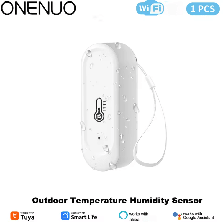 Tuya Smart WiFi/Zigbee Outdoor Temperature & Humidity Sensor – IP65 Waterproof Smart Climate Monitor for Alexa & Google