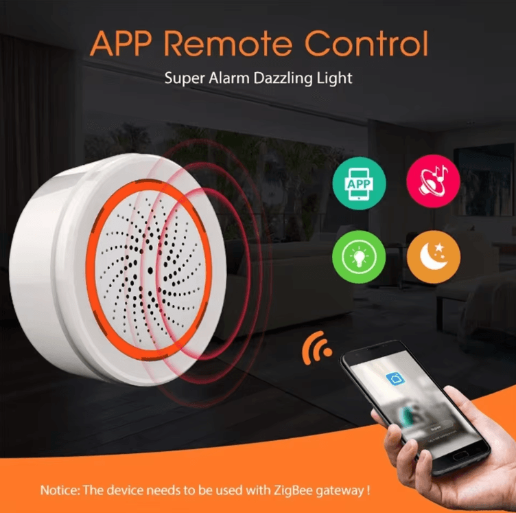 Haozee Tuya ZigBee Smart Siren Alarm – 90dB Sound & Light Security Alarm for Smart Home