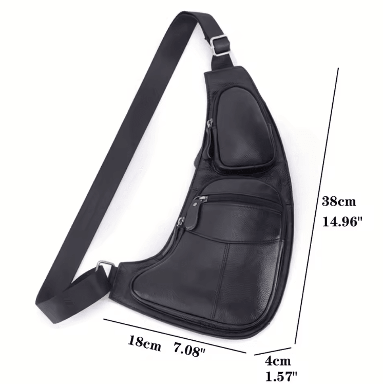 RidgeTrail Retro Leather Crossbody Chest Bag for Travel and Outdoor Adventures