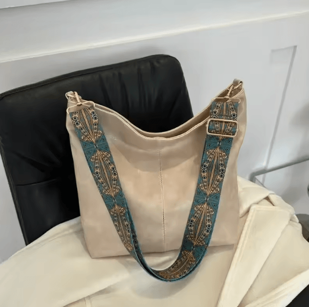Vintage Style PU Leather Bucket Crossbody Bag with Wide Strap