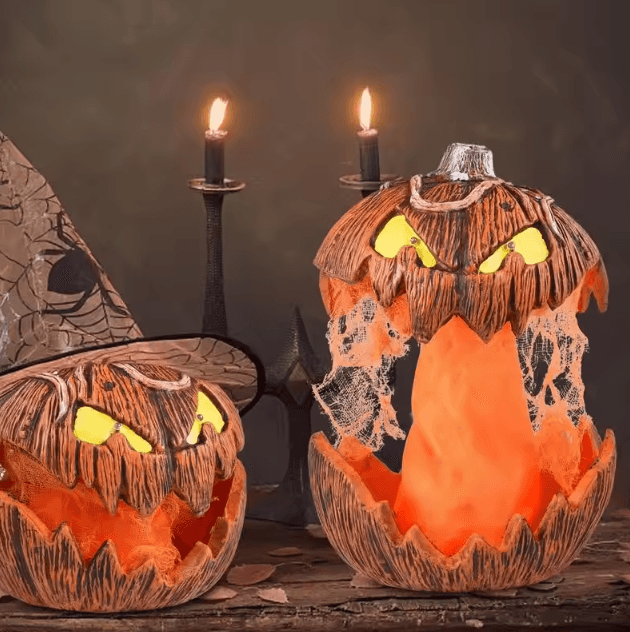 LED Devil Pumpkin Lantern with Flashing Light for Spooky Halloween Decor