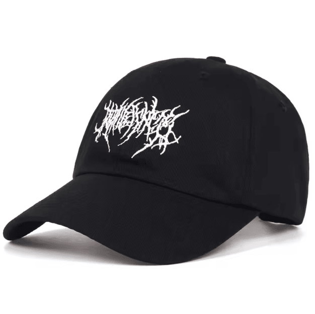 Gothic Punk Embroidered Cotton Baseball Cap for Streetwear and Outdoor Style