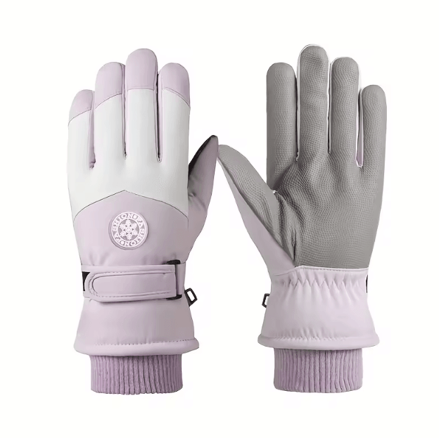 Waterproof Touchscreen Ski Gloves with PU Leather Grip Thermal Winter Snow Gloves for Outdoor Sports