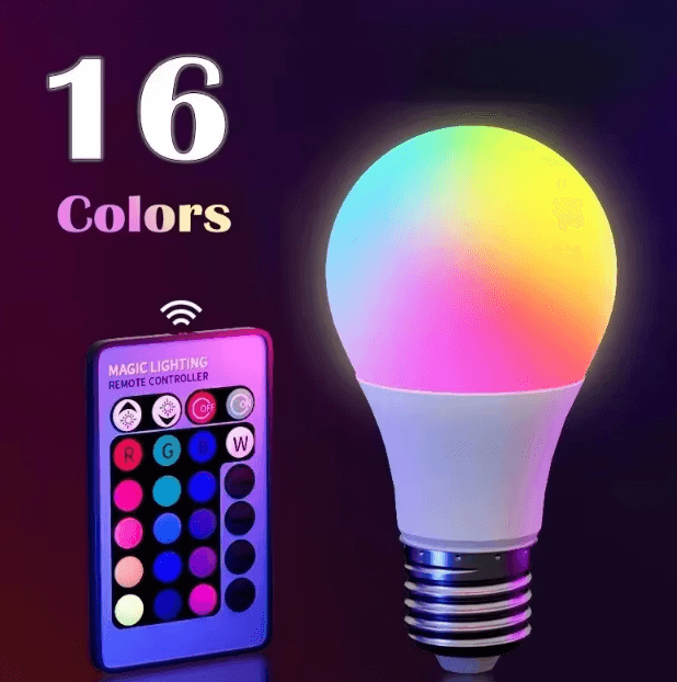 RGB LED Smart Bulb with Remote 16 Colors Dimmable E27 Multicolor Atmosphere Light